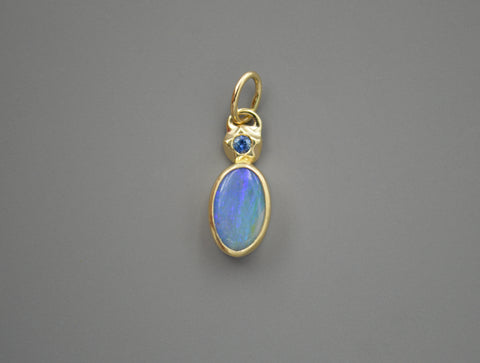 14K/SS OOAK Boulder Opal and Montana Sapphire Star Pendant