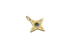 14K Compass Star Pendant with Montana Sapphire