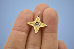 14K Compass Star Pendant with Montana Sapphire