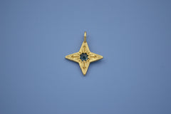 14K Compass Star Pendant with Montana Sapphire