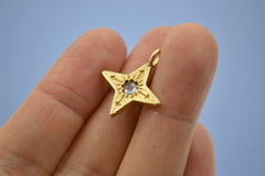 14K Compass Star Pendant with Montana Sapphire