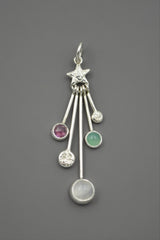 Star Pendant with hanging gemstones and silver balls.