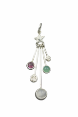 Star Pendant with hanging gemstones and silver balls.