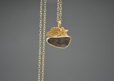 Gold Filled Chain with Gemstone Arc - Black Spinel