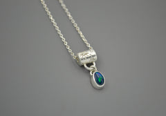 Silver Little Stars Opal Necklace OOAK