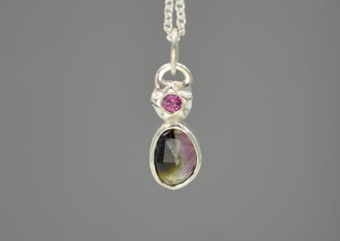 Bicolor Tourmaline and Rhodolite Garnet Star Necklace