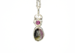 Bicolor Tourmaline and Rhodolite Garnet Star Necklace