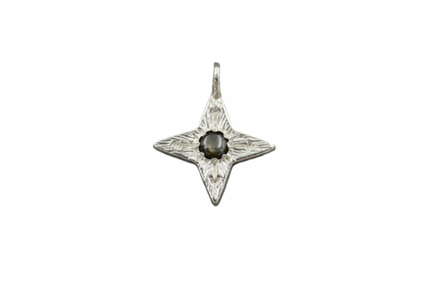 Silver Compass Star with Black Star Sapphire